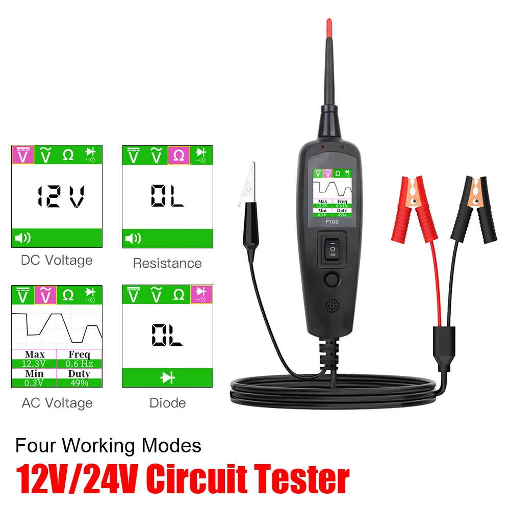 Power Tools Voltage - Tester obwodów samochodowych P100 12V 24V,